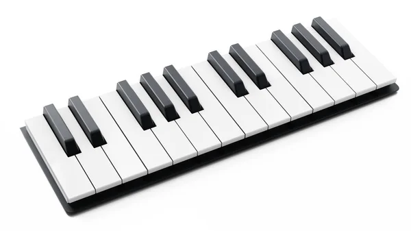 Zongora billentyűk elszigetelt fehér background. 3D-s illusztráció — Stock Fotó