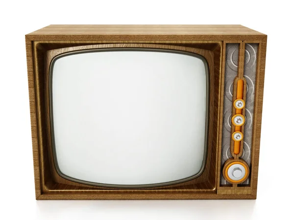 Televisión vintage aislada sobre fondo blanco. ilustración 3d — Foto de Stock