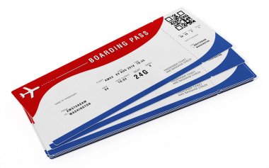 Biniş kartı hayali numaraları ve adları ile. 3D çizim