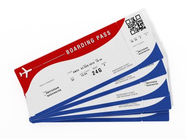 Biniş kartı hayali numaraları ve adları ile. 3D çizim