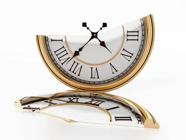 Relógio vintage dividido ao meio. Ilustração 3D — Fotografia de Stock