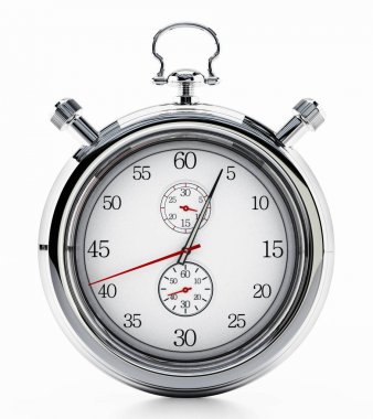 Beyaz arka plan üzerinde izole hayali analog Chronometre. 3D çizim