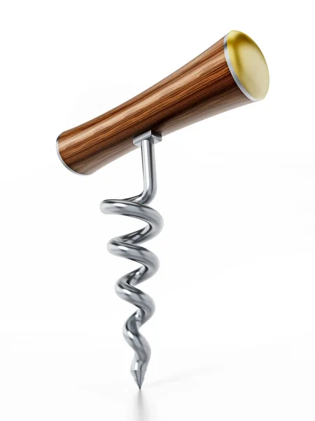 Corkscrew isolated on white background. 3D illustration — Stock Photo, Image
