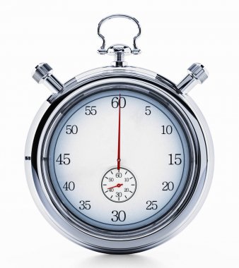 Beyaz arka plan üzerinde izole hayali analog Chronometre. 3D çizim