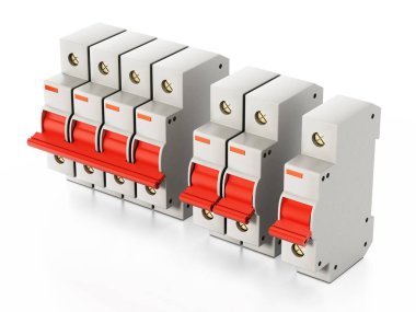 Beyaz arka plan üzerinde izole sigorta kutusu. 3D çizim