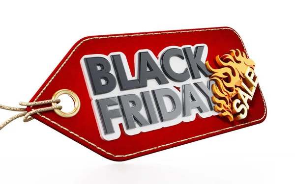 Red Black Friday Sale tag isolated on white background. 3D illustration — Stock Photo, Image