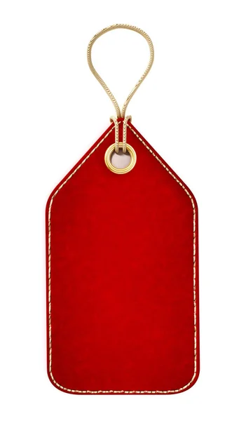 Etiqueta roja en blanco aislada sobre fondo blanco. Ilustración 3D —  Fotos de Stock