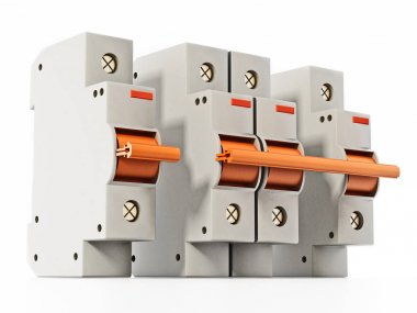 Beyaz arka plan üzerinde izole sigorta kutusu. 3D çizim