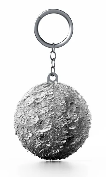 3D φεγγάρι συνδέεται με keychain. 3D απεικόνιση — Φωτογραφία Αρχείου