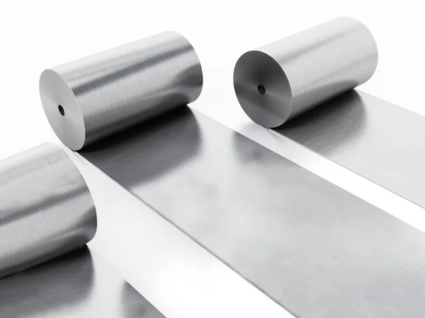 Aluminium blad rolt geïsoleerd op witte achtergrond. 3D illustratie — Stockfoto