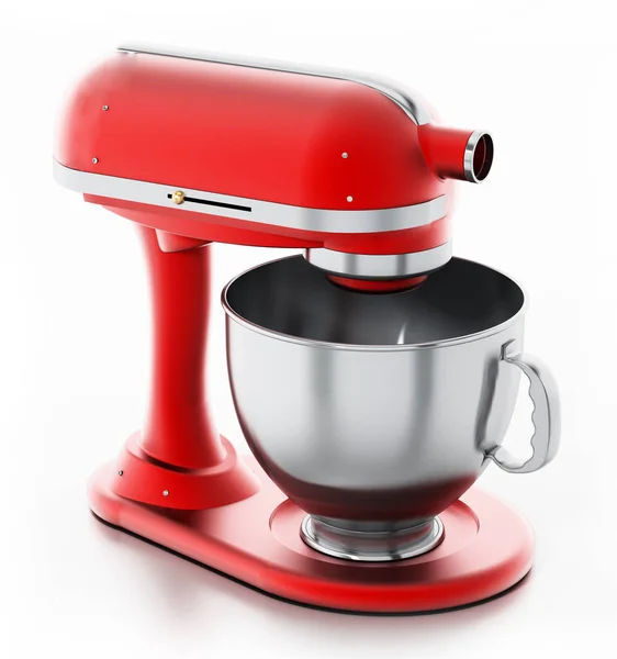 Mixer vintage merah diisolasi pada latar belakang putih. Ilustrasi 3D — Stok Foto