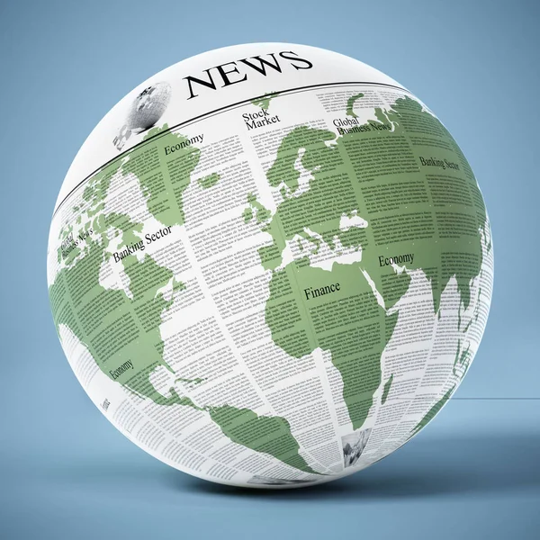 Globe with generic newspaper texture. 3D illustration — Stock Photo, Image