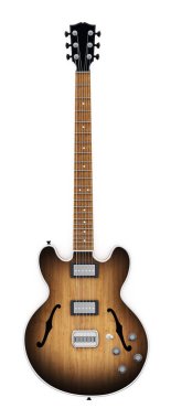 Beyaz arka plan üzerinde izole klasik elektro gitar. 3D çizim