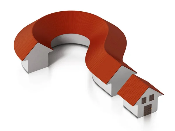 House shaped question mark. 3D illustration — Stock Photo, Image