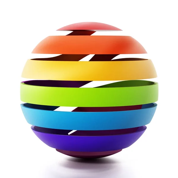 Esfera multicolor aislada sobre fondo blanco. Ilustración 3D —  Fotos de Stock