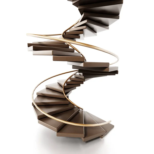 Spiralne schody na białym tle. ilustracja 3D — Zdjęcie stockowe