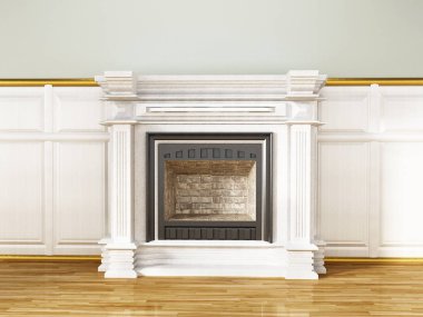 Klasik boş şömine tarz. 3D çizim