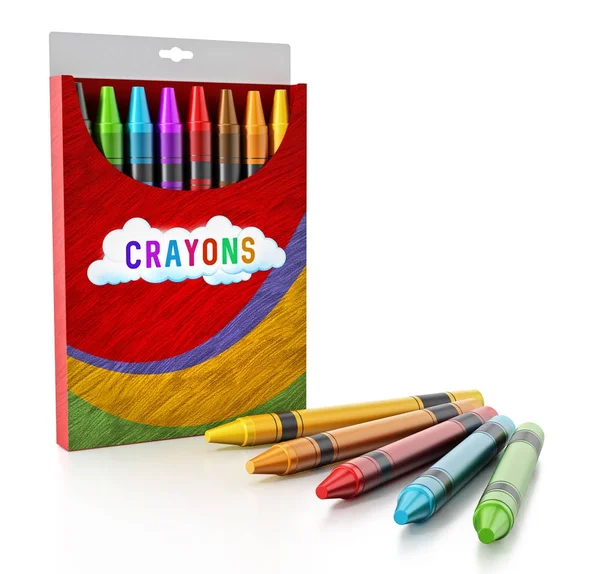 Color crayons isolated on white background. 3D illustration — Stock Photo, Image