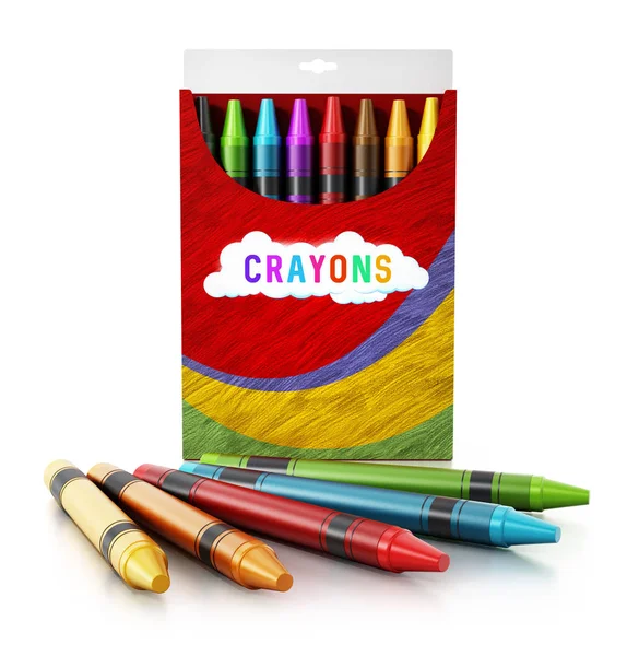 Des crayons de couleur isolés sur fond blanc. Illustration 3D — Photo