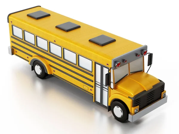 Žlutý školní autobus izolovaných na bílém pozadí. 3D obrázek — Stock fotografie