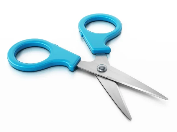 Blue kids' scissors isolated on white background. 3D illustration — Stock Photo, Image