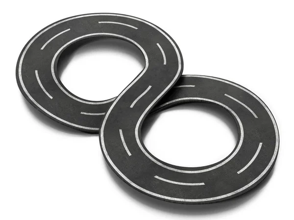 Símbolo de infinito em forma de estrada. Ilustração 3D — Fotografia de Stock
