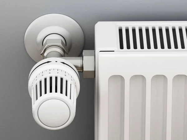 Einstellbarer Heizkörperthermostat. 3D-Illustration — Stockfoto