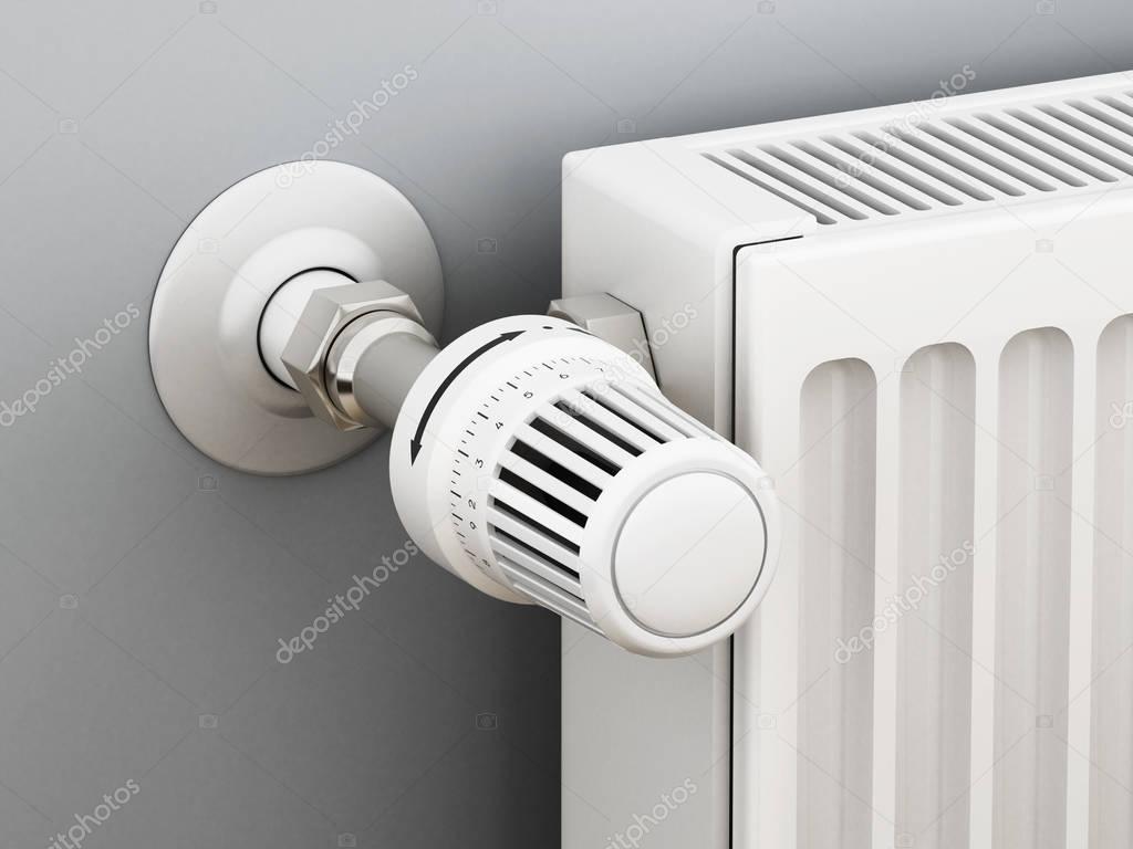 Adjustable radiator thermostat. 3D illustration