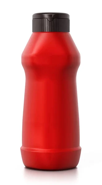 Botella de ketchup de plástico aislada sobre fondo blanco. Ilustración 3D — Foto de Stock