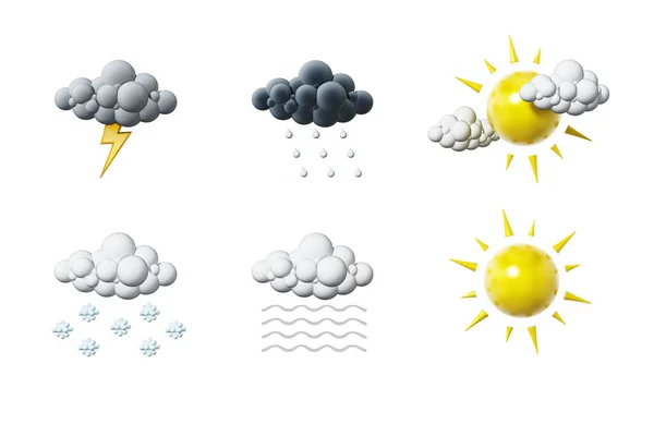 Wettersymbole Isoliert Auf Weißem Hintergrund Illustration — Stockfoto