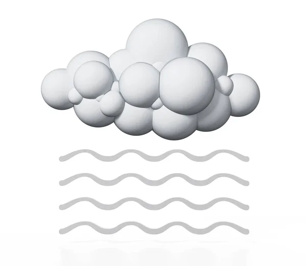 Символы облака и тумана изолированы на белом фоне. 3D иллюстрация — стоковое фото