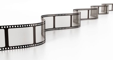 Beyaz arka plan üzerinde izole vintage film şeridi. 3D çizim