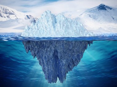 Bir buzdağı gerçekçi 3d Illustration. 3D çizim