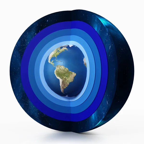 Earth levels of atmosphere diagram. 3D illustration — Stock Photo, Image