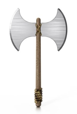 Vintage axe izole üzerinde beyaz arka plan. 3D çizim
