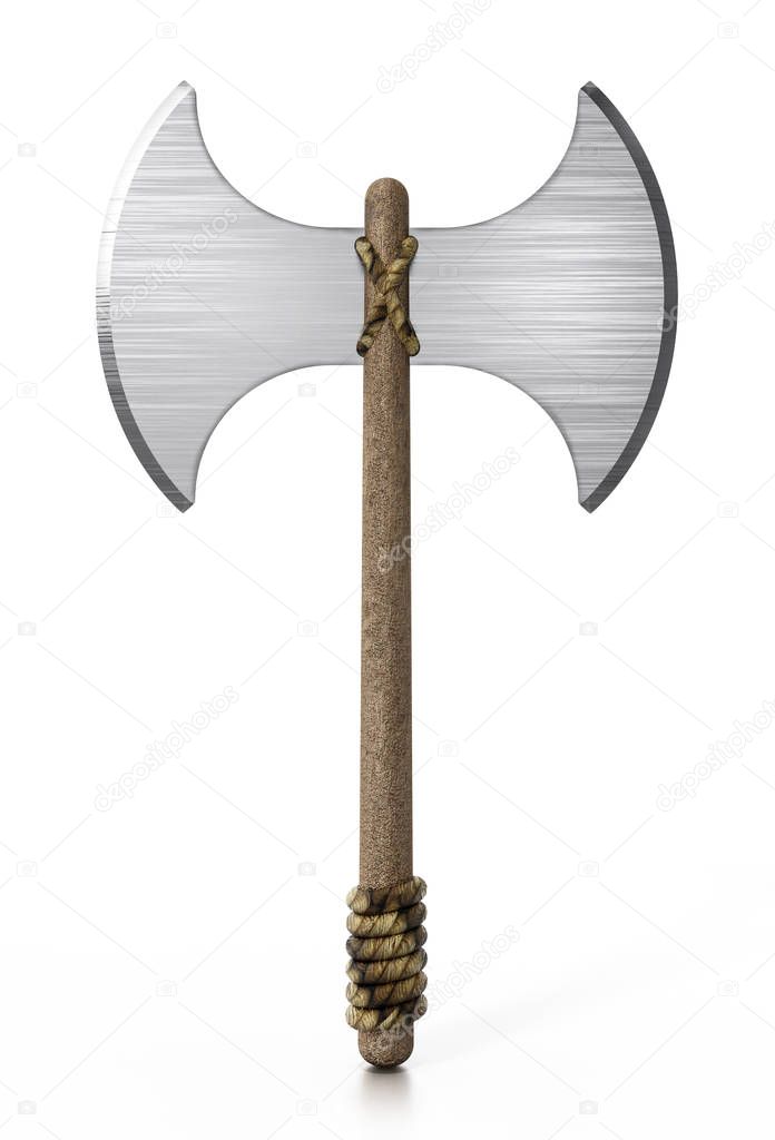 Vintage axe isolated on white background. 3D illustration