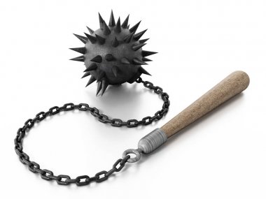 Beyaz arka plan üzerinde izole Chaines mace. 3D çizim