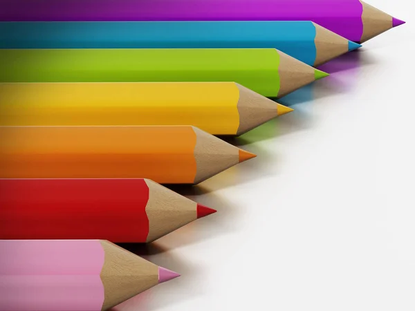 Jumbo colour pencils isolated on white background. 3D illustration — Stock Photo, Image