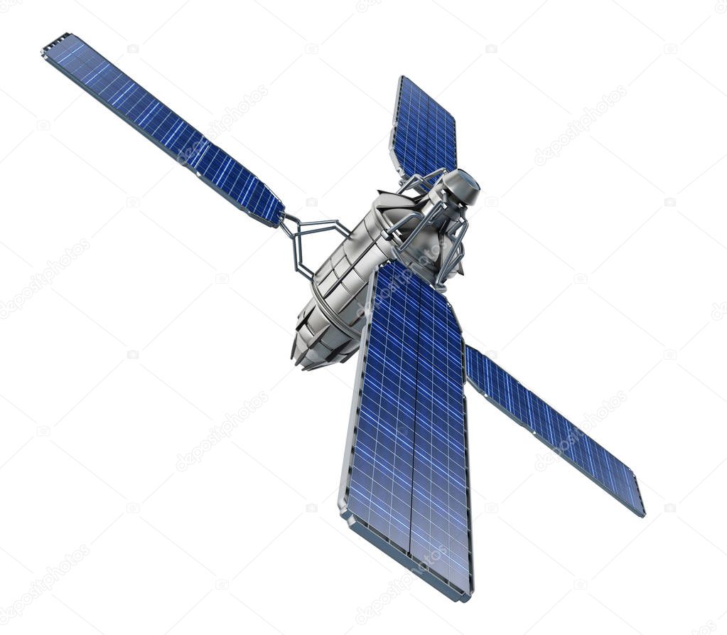 Satellite isolated on white background. 3D illustration