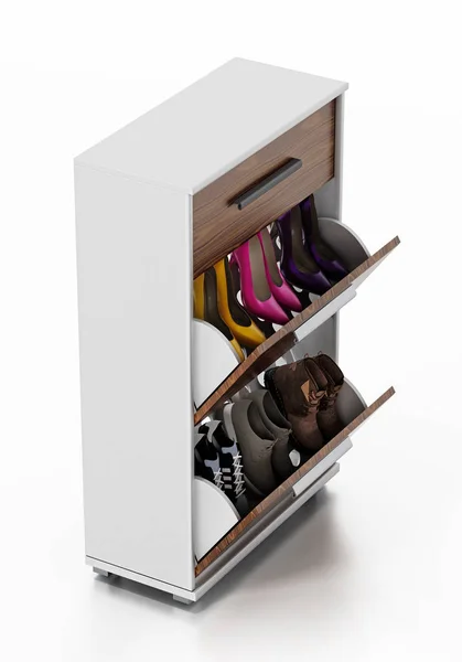Contemporary shoe cabinet design. 3D illustration — Stock Photo, Image