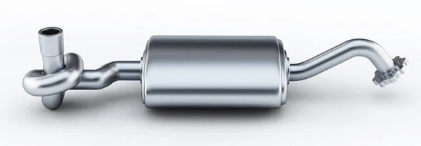 Silenziatore di gas di scarico dell'auto legata in un nodo. Illustrazione 3D — Foto Stock