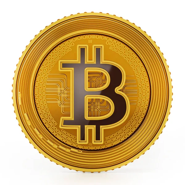 Golden crypto currency coin isolated on white background. 3D illustration — Stock Photo, Image