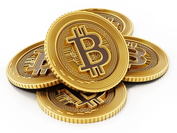Golden crypto currency coin isolated on white background. 3D illustration — Stock Photo, Image
