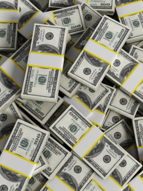 Dikey 100 dolarlık para arka plan çok. 3D çizim