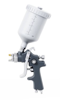 Beyaz arka plan üzerinde izole profesyonel boya tabancası. 3D çizim