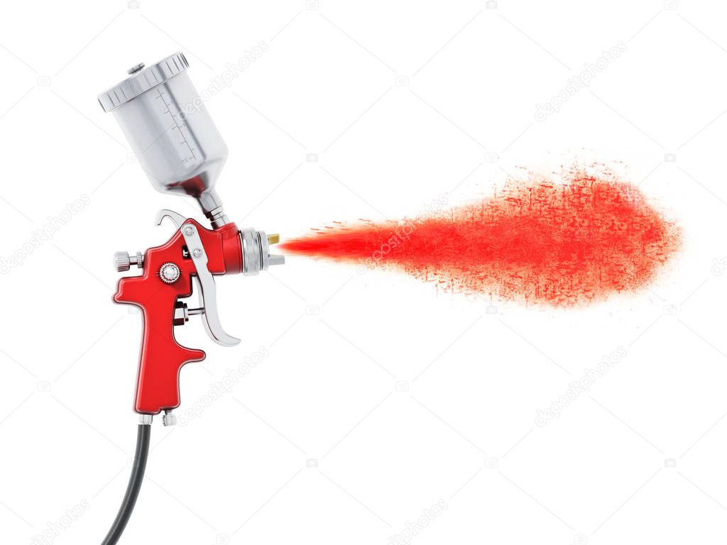 Professional paint gun isolated on white background. 3D illustration.