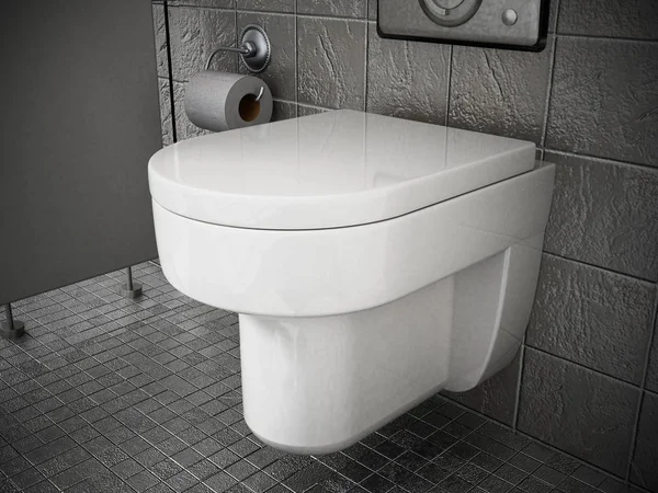 近代的なトイレ トイレ内部は灰色の石で覆われています。3 d イラストレーション — ストック写真