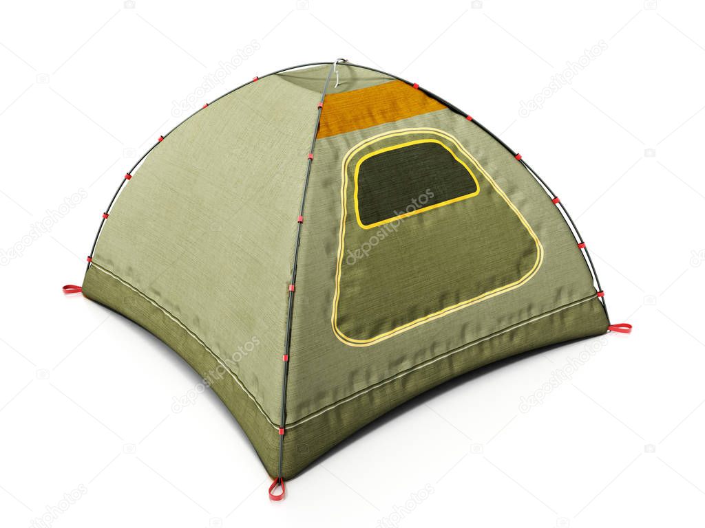 Camping tent isolated on white background. 3D illustration