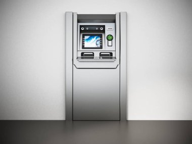 Genel Atm veya otomatik vezne makinesi. 3D çizim