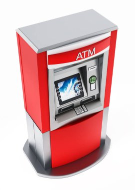 Genel Atm veya otomatik vezne makinesi. 3D çizim